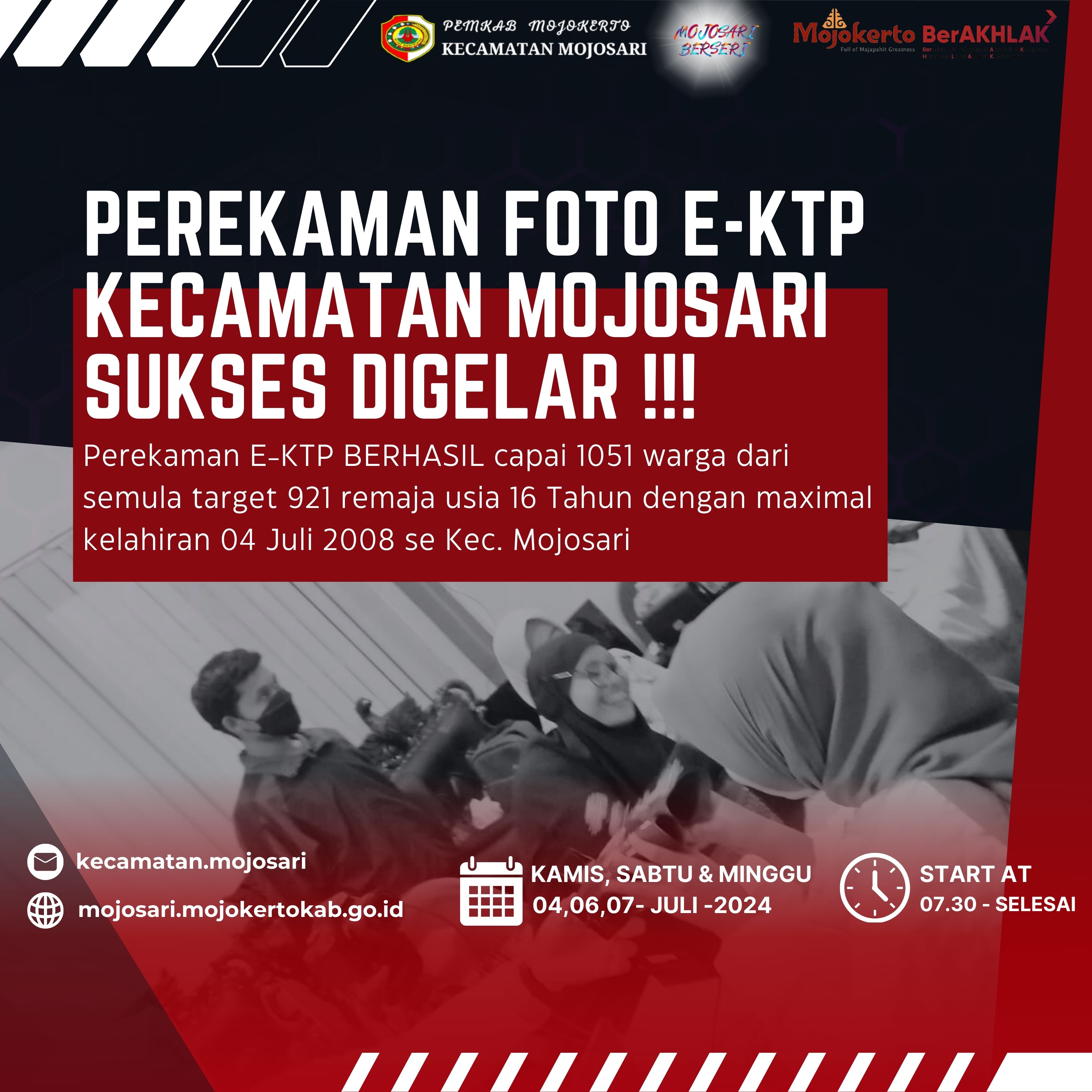 Perekaman Foto E-KTP Kecamatan Mojosari Sukses Digelar