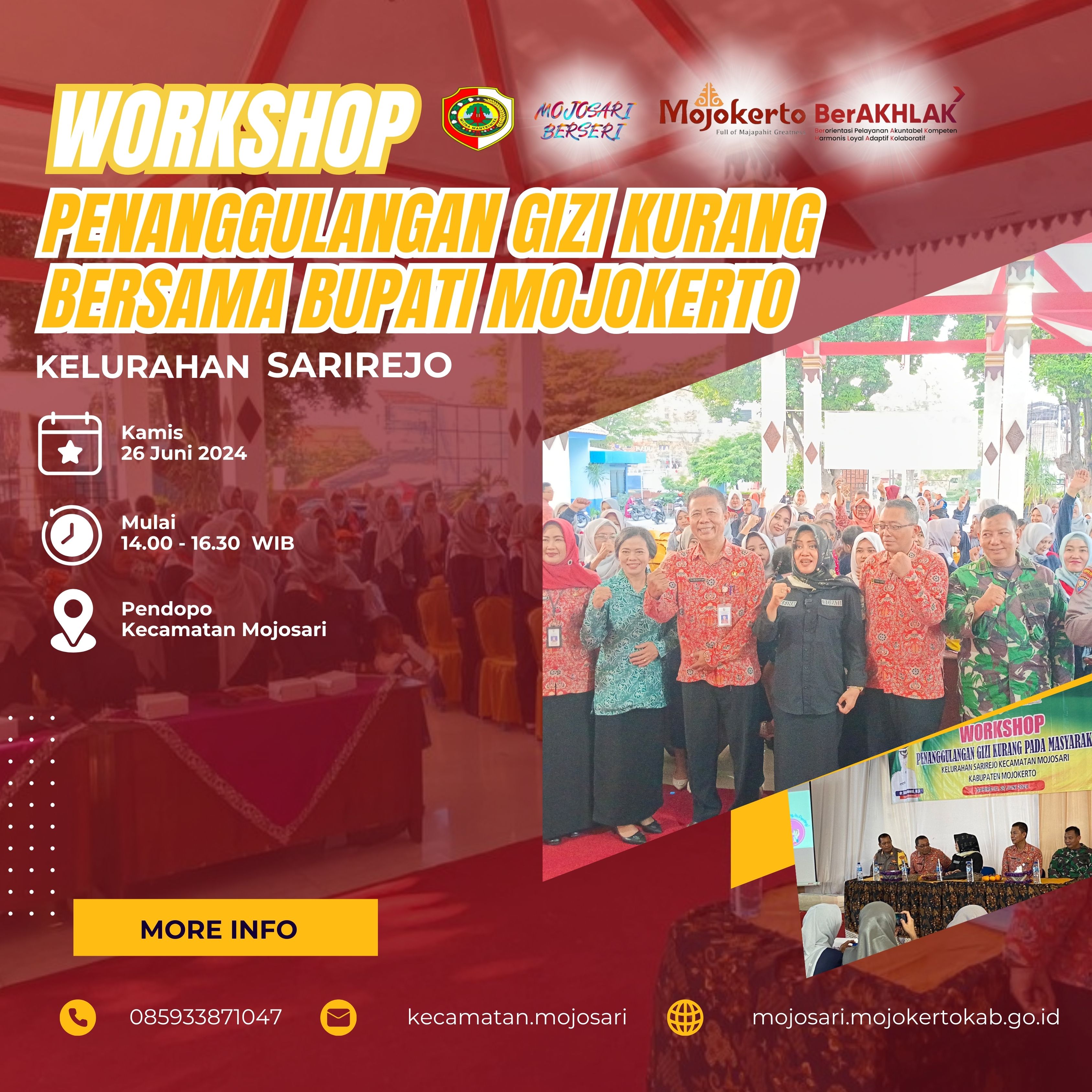 Workshop Penanggulangan Gizi Kurang Bersama Bupati Mojokerto di Kelurahan Sarirejo, Kecamatan Mojosari